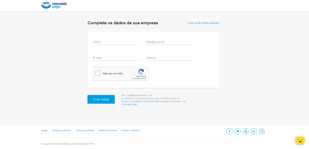 Depois de preencher os dados, basta clicar em “Criar conta”.