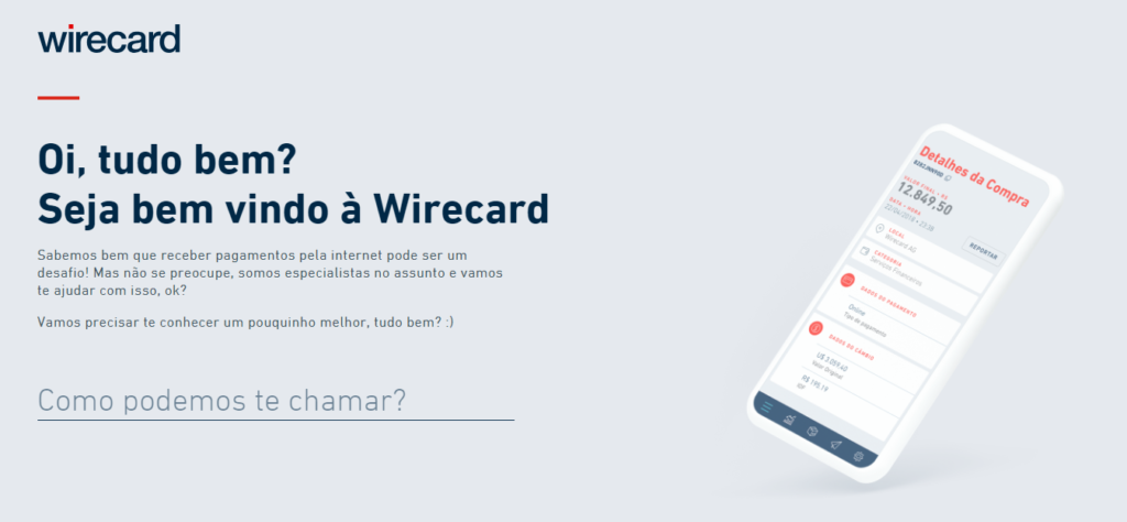Faça o cadastro no site da Wirecard.