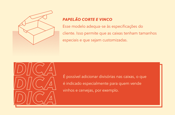 As caixas de papelão são customizáveis e podem ter divisórias. | Reprodução: Superguia da Embalagem Perfeita, do Olist.