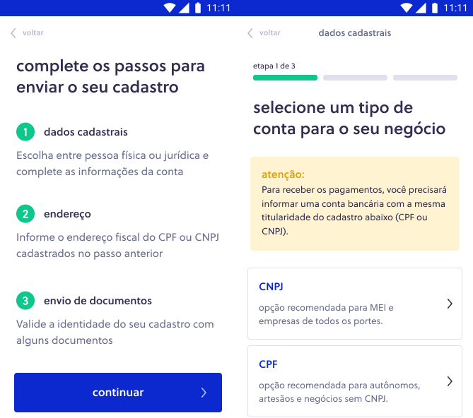 Link de pagamento Olist Shops - Etapa 2